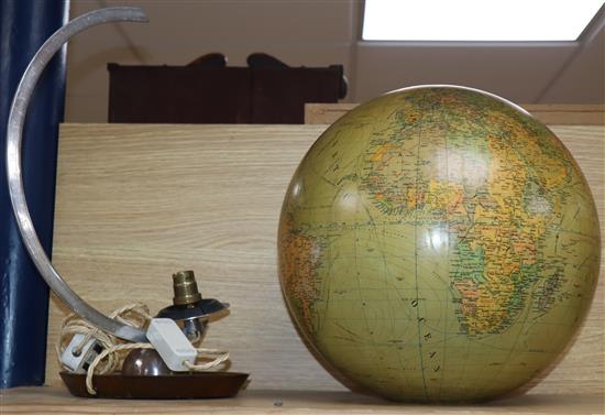 A German J.R.O. illuminating terrestrial globe, on stand stand 44cm